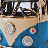 Blue and White Kombi with Roof Rack Volkswagen Artwork