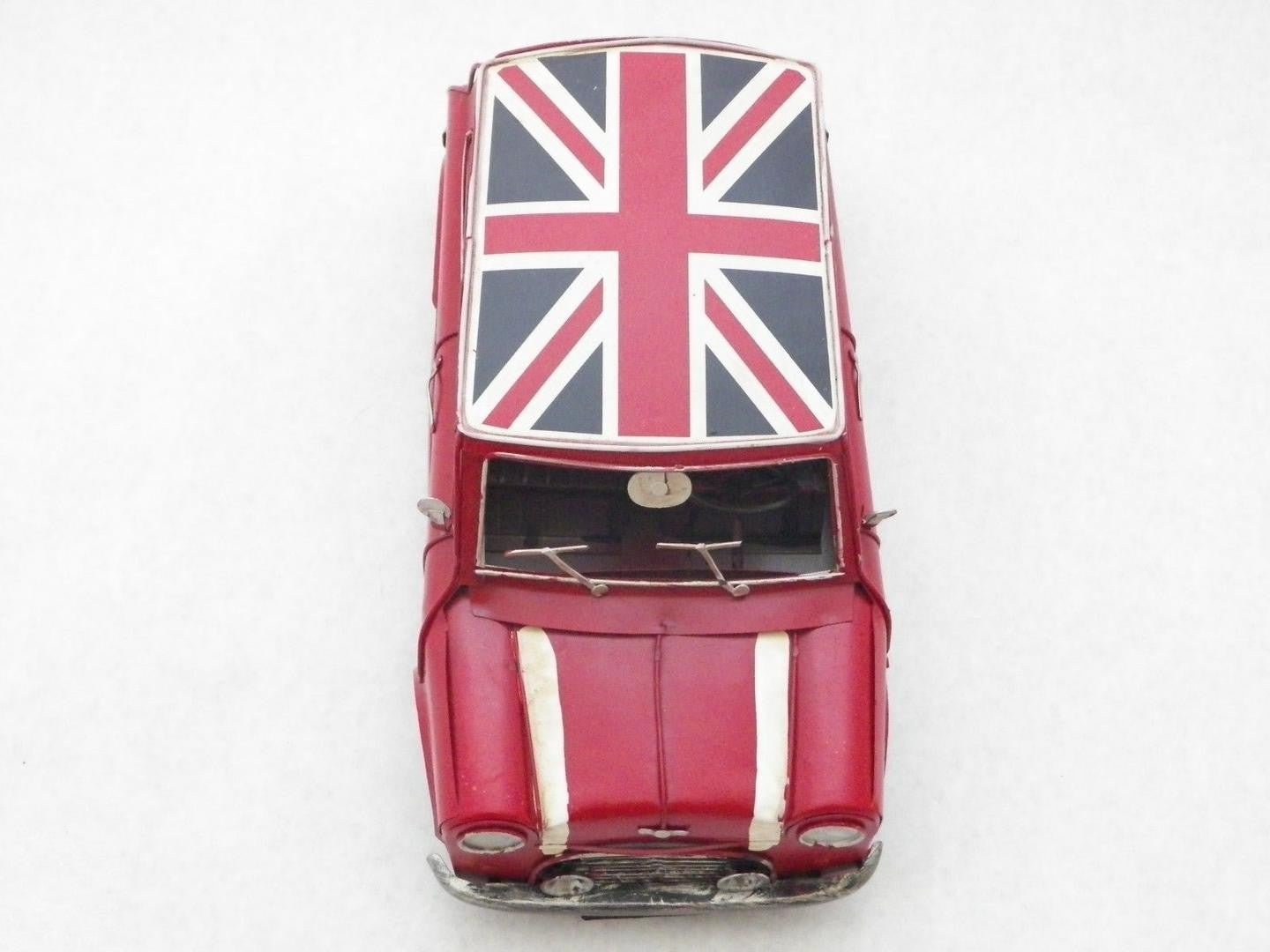 1960 Red Mini Cooper with British Flag on Roof