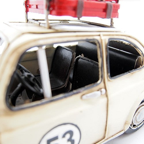1967 Cream Fiat with Ski Board 1:12 Model Car