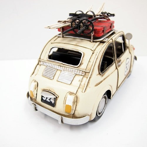 1967 Cream Fiat with Ski Board 1:12 Model Car