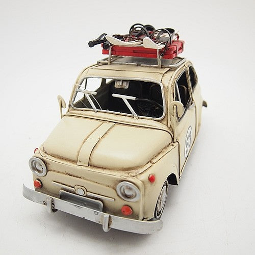 1967 Cream Fiat with Ski Board 1:12 Model Car