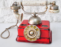 Antique Reproduction Red German Rotary Dial Phone