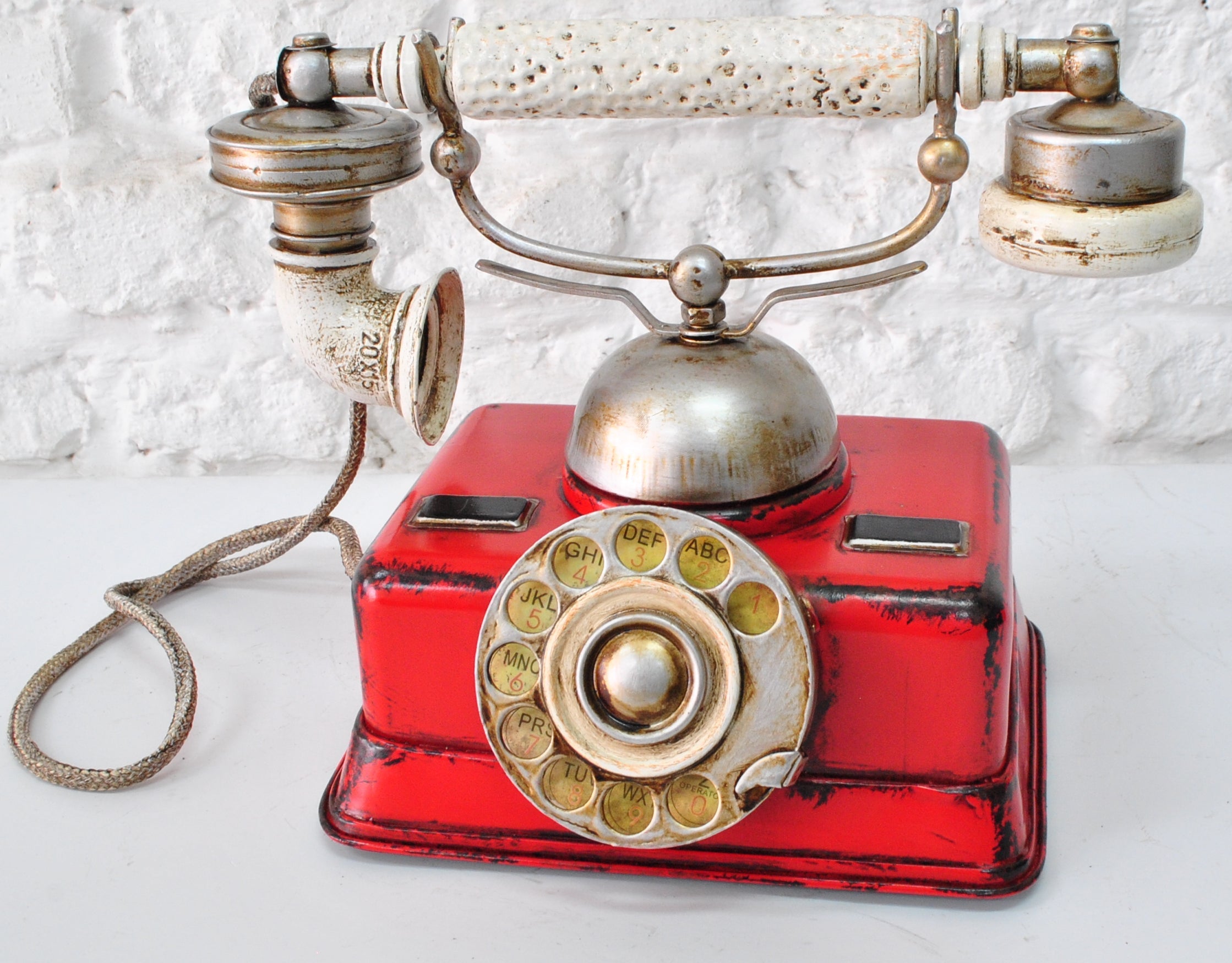 Antique Reproduction Red German Rotary Dial Phone