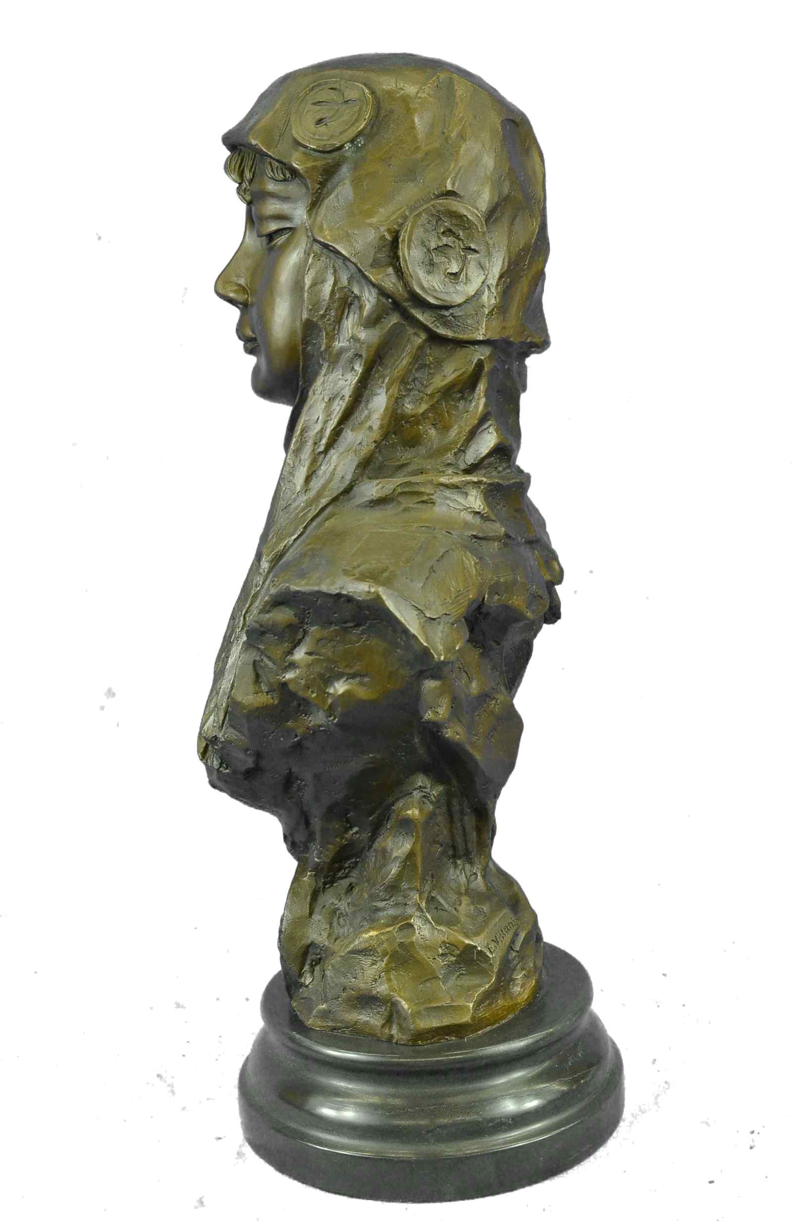 Bronze Bust of Biblical Delilah by Emmanuel Villanis 18" x 9"