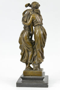 Two Sisters Bronze Metal Sculpture on Marble Base Moreau
