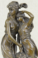 Two Sisters Bronze Metal Sculpture on Marble Base Moreau
