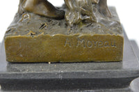 Two Sisters Bronze Metal Sculpture on Marble Base Moreau