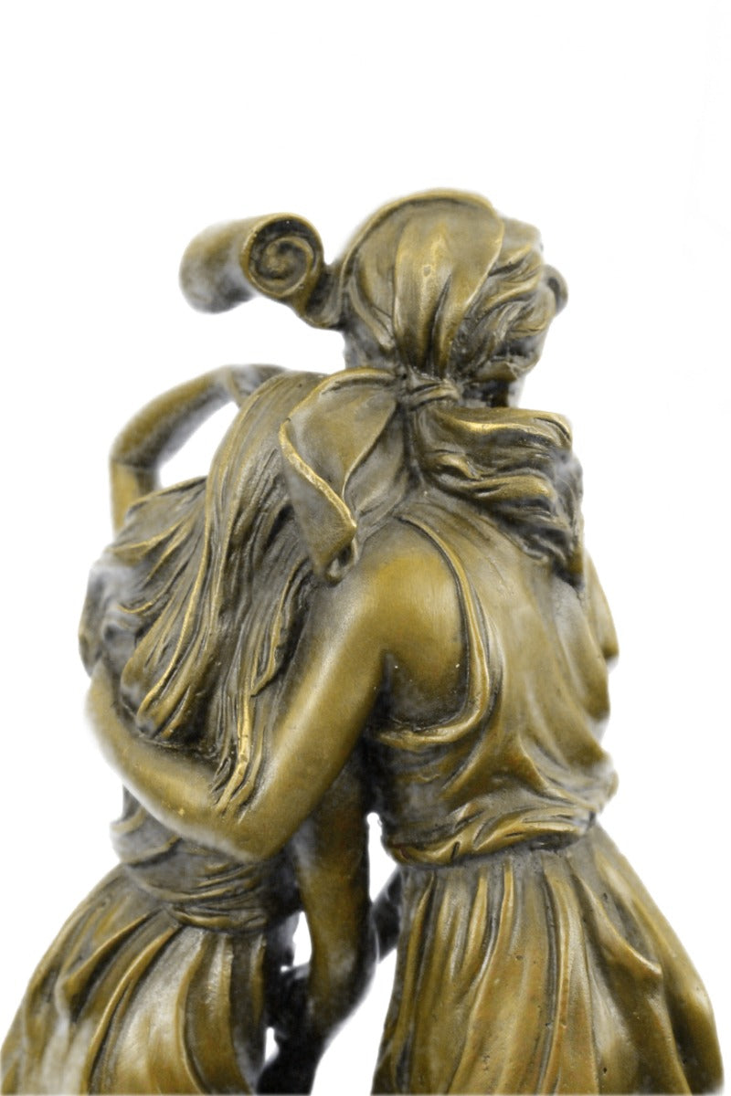 Two Sisters Bronze Metal Sculpture on Marble Base Moreau