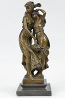 Two Sisters Bronze Metal Sculpture on Marble Base Moreau