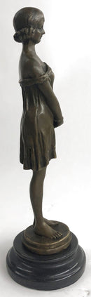 PRETTY PURE 100% SOLID BRONZE FEMALE CLASSICAL PORTRAIT SCULPTURE  FIGURINE DEAL