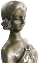 PRETTY PURE 100% SOLID BRONZE FEMALE CLASSICAL PORTRAIT SCULPTURE  FIGURINE DEAL