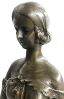 PRETTY PURE 100% SOLID BRONZE FEMALE CLASSICAL PORTRAIT SCULPTURE  FIGURINE DEAL