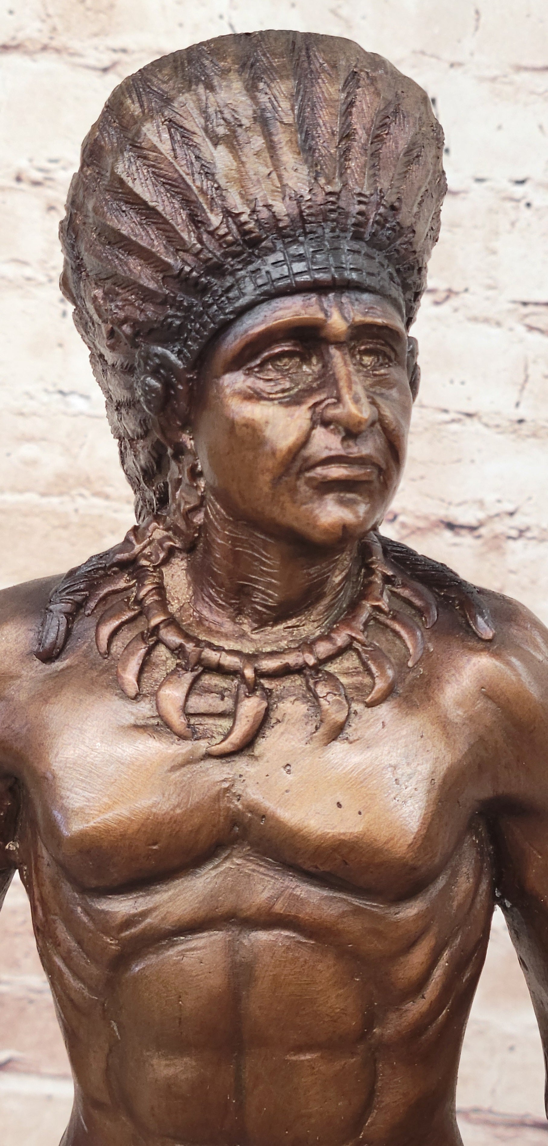 Native American Indian Warrior Bronze Sculpture CM Russell
