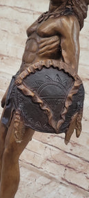 Native American Indian Warrior Bronze Sculpture CM Russell