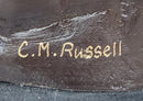Native American Indian Warrior Bronze Sculpture CM Russell