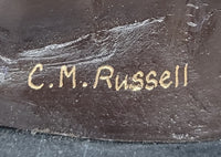 Native American Indian Warrior Bronze Sculpture CM Russell