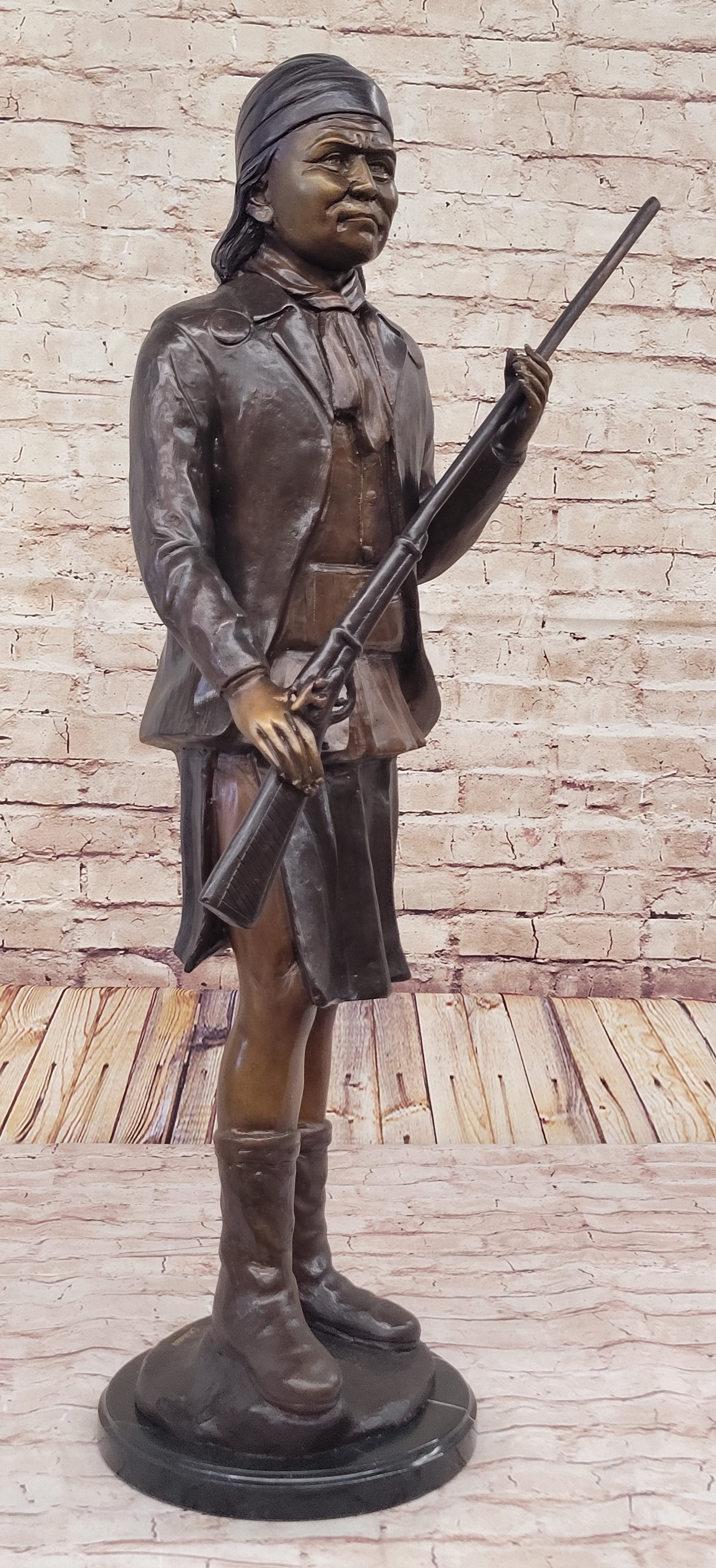 Geronimo With Rifle by C.M Russell Bronze Sculpture