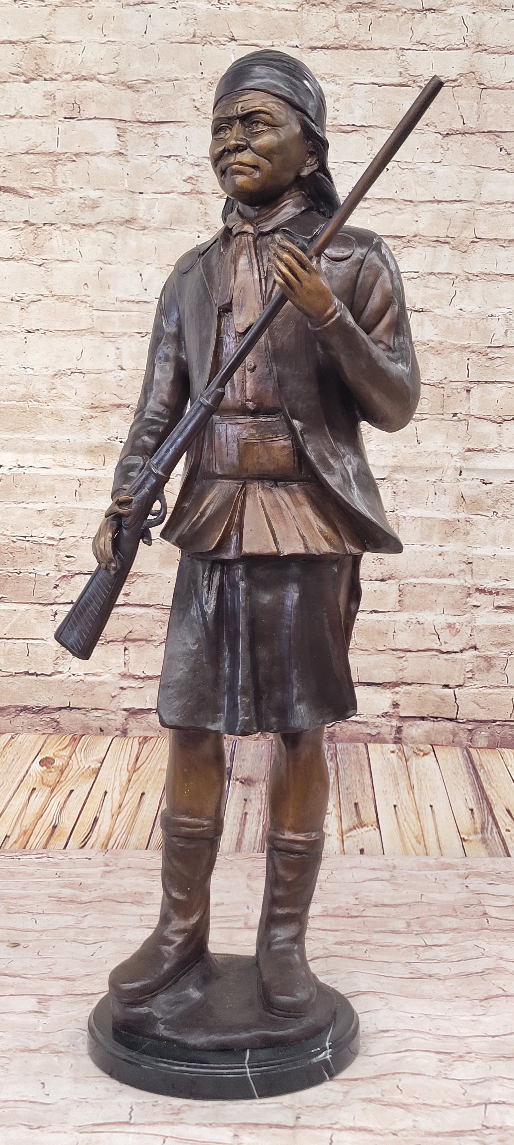 Geronimo With Rifle by C.M Russell Bronze Sculpture