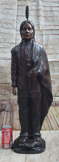 Hot Cast Bronze Native American Indian Chief after C.M. Russell