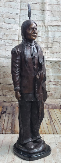 Hot Cast Bronze Native American Indian Chief after C.M. Russell