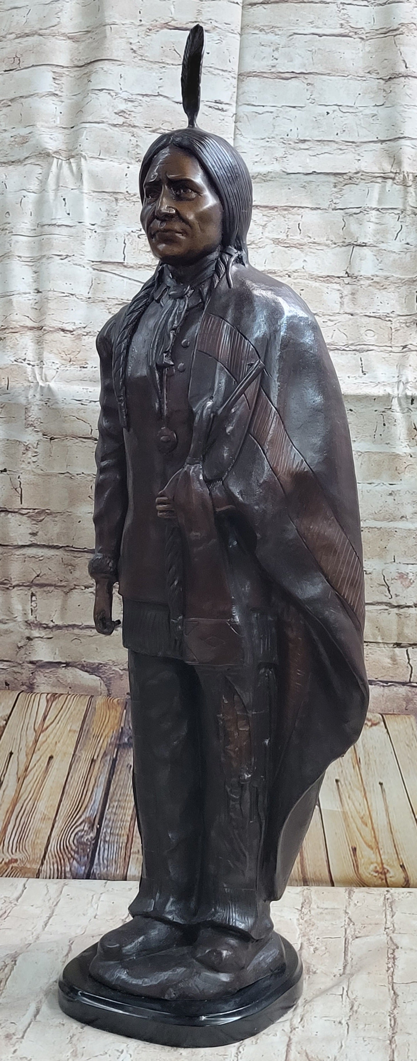 Hot Cast Bronze Native American Indian Chief after C.M. Russell