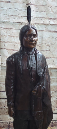 Hot Cast Bronze Native American Indian Chief after C.M. Russell