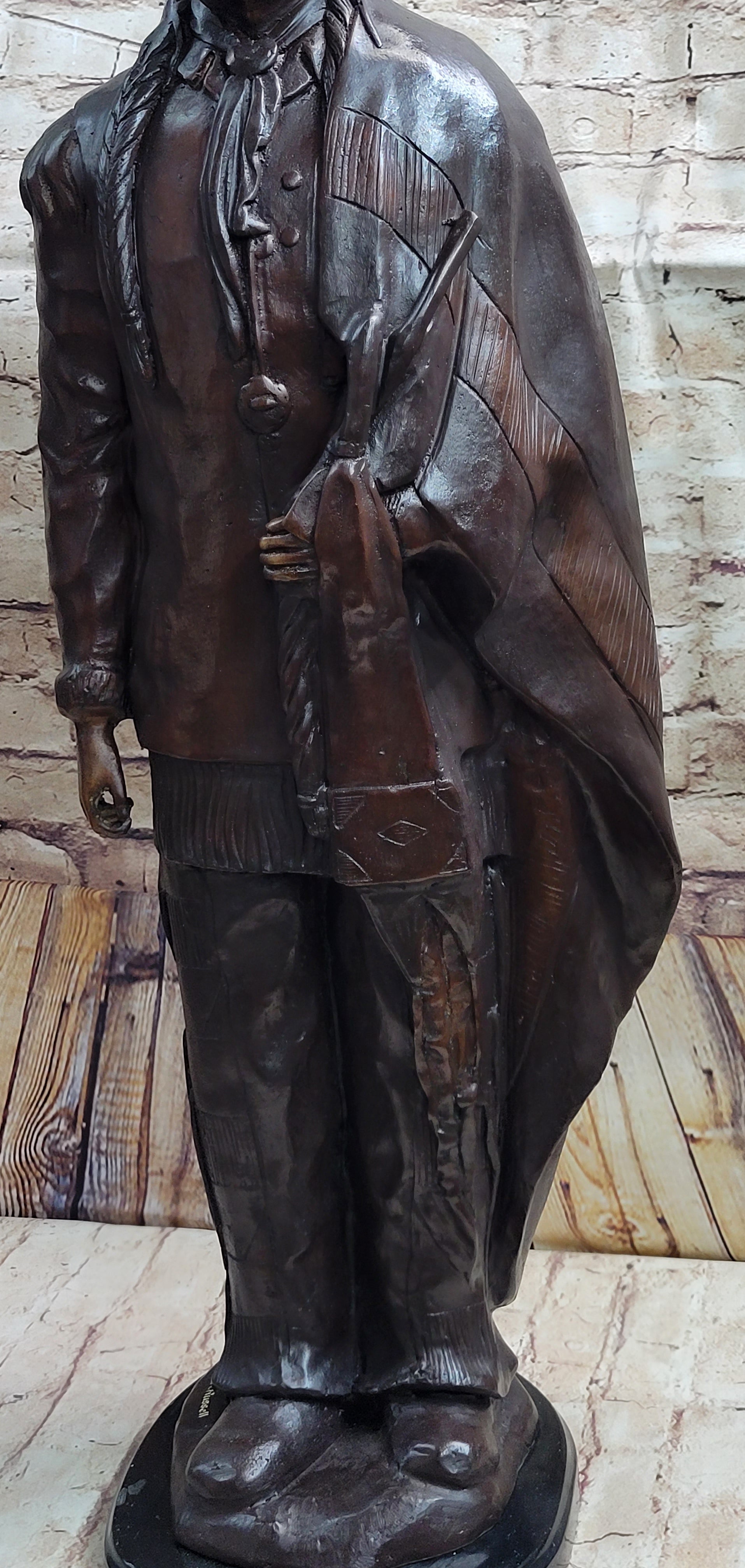 Hot Cast Bronze Native American Indian Chief after C.M. Russell