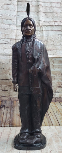 Hot Cast Bronze Native American Indian Chief after C.M. Russell
