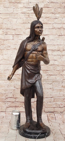Native American Chief Hiawatha Bronze Sculpture on Marble Base