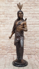 Native American Chief Hiawatha Bronze Sculpture on Marble Base