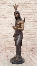 Native American Chief Hiawatha Bronze Sculpture on Marble Base