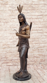 Native American Chief Hiawatha Bronze Sculpture on Marble Base
