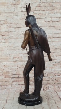 Native American Chief Hiawatha Bronze Sculpture on Marble Base