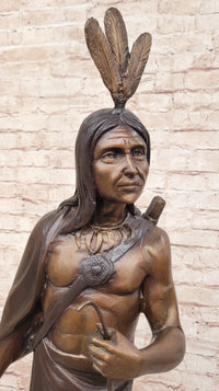 Native American Chief Hiawatha Bronze Sculpture on Marble Base