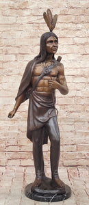 Native American Chief Hiawatha Bronze Sculpture on Marble Base