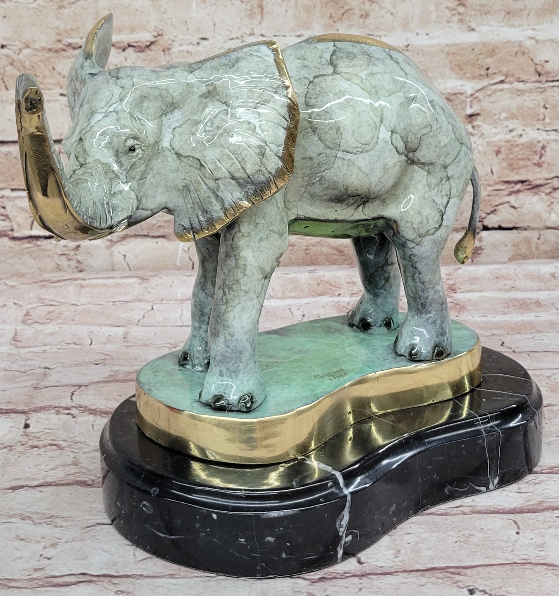 Bronze Elephant on Marble Base Signed Limited 10" x 14"