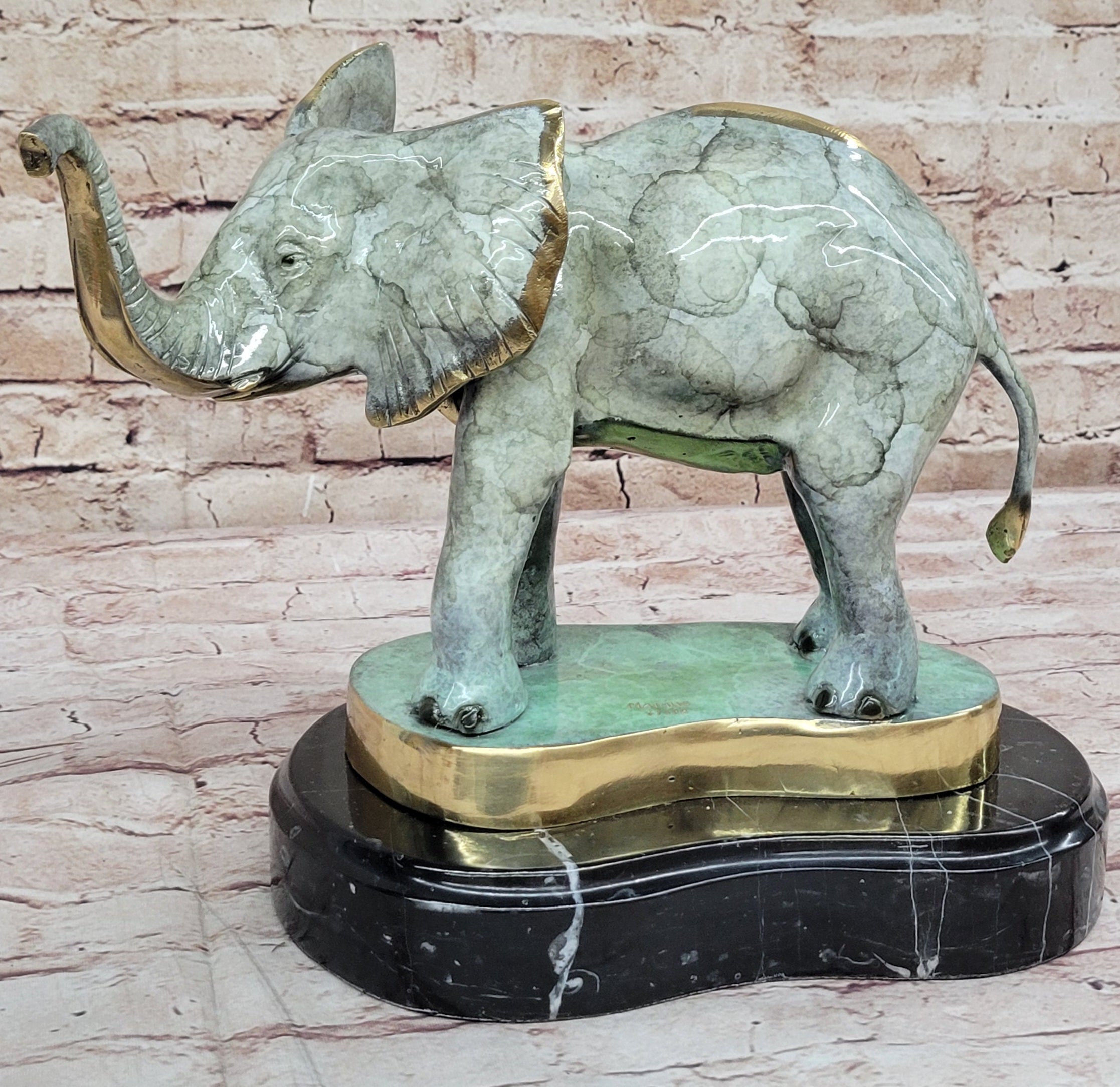 Bronze Elephant on Marble Base Signed Limited 10" x 14"
