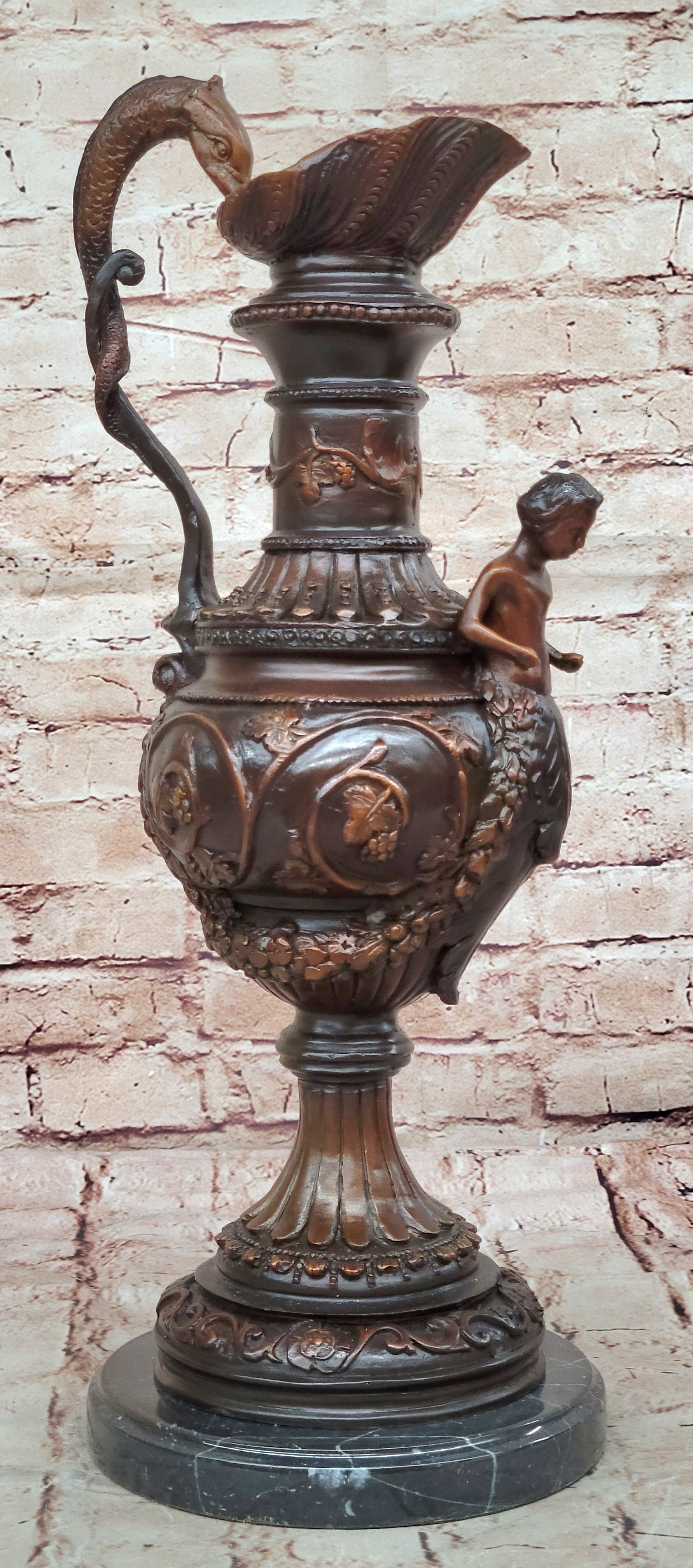 Bronze Dragon Urn with Gate Keeper Signed by Falconet