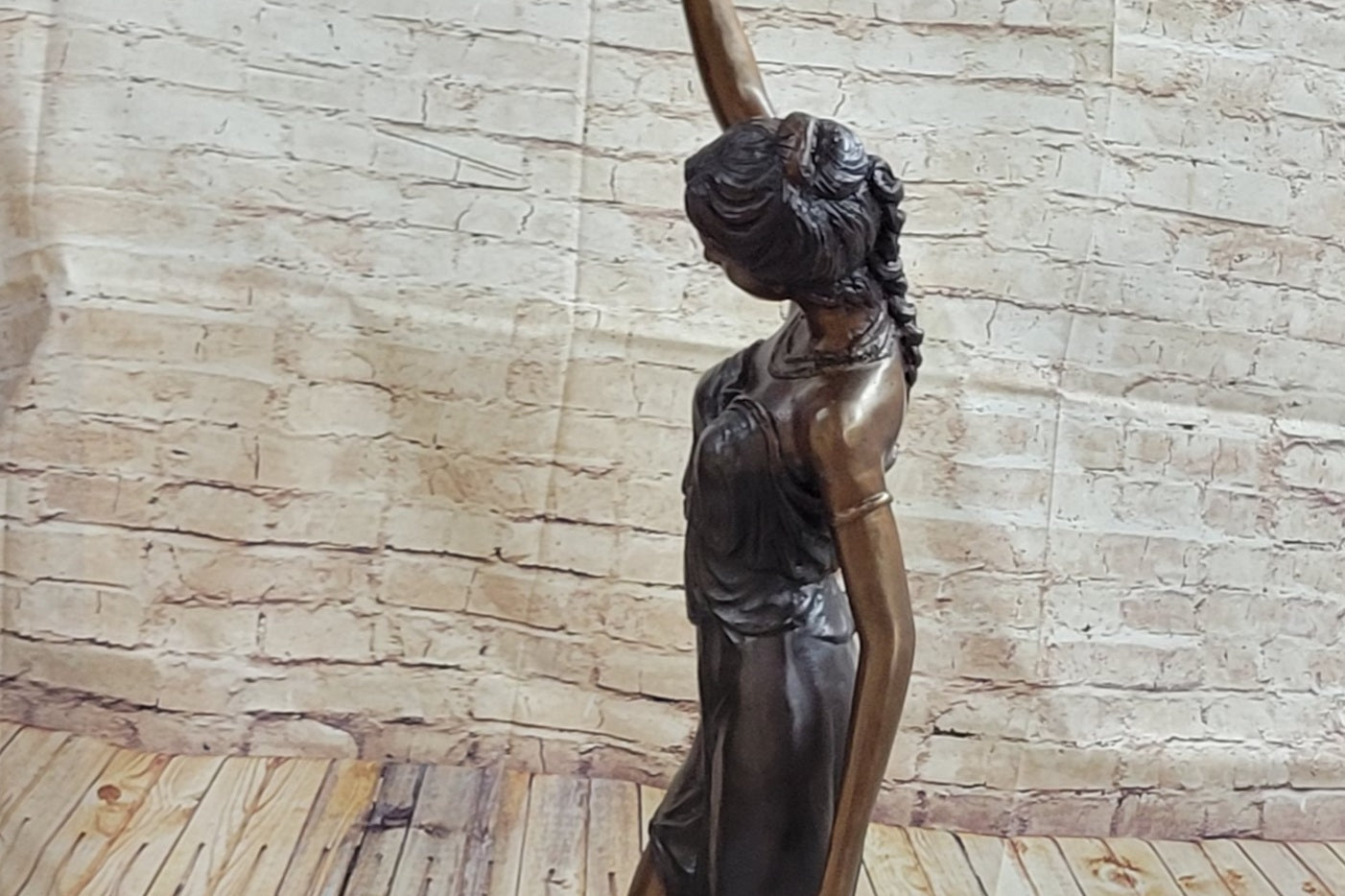 Girl Woman Holding Torch Electric Table Lamp Bronze Moreau 51" x 13"