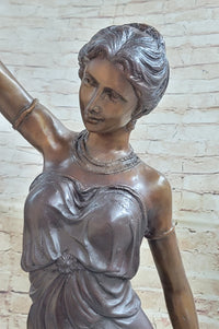 Girl Woman Holding Torch Electric Table Lamp Bronze Moreau 51" x 13"
