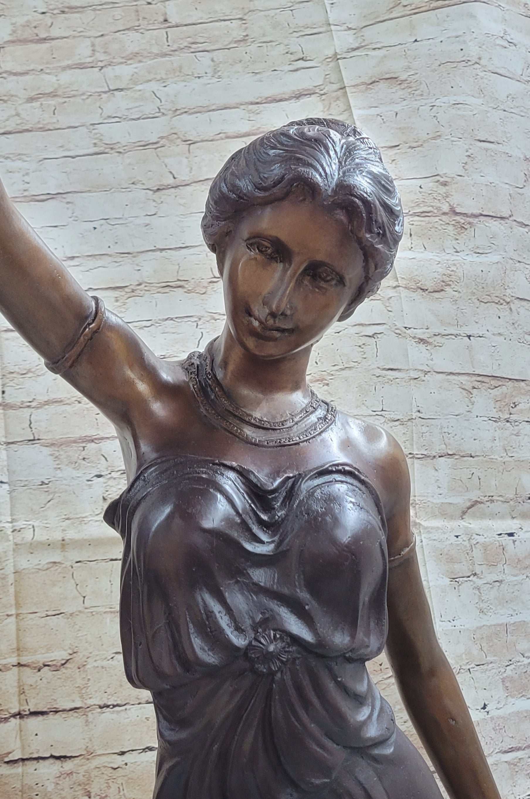 Girl Woman Holding Torch Electric Table Lamp Bronze Moreau 51" x 13"