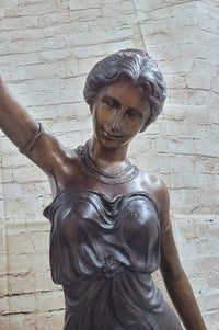 Girl Woman Holding Torch Electric Table Lamp Bronze Moreau 51" x 13"