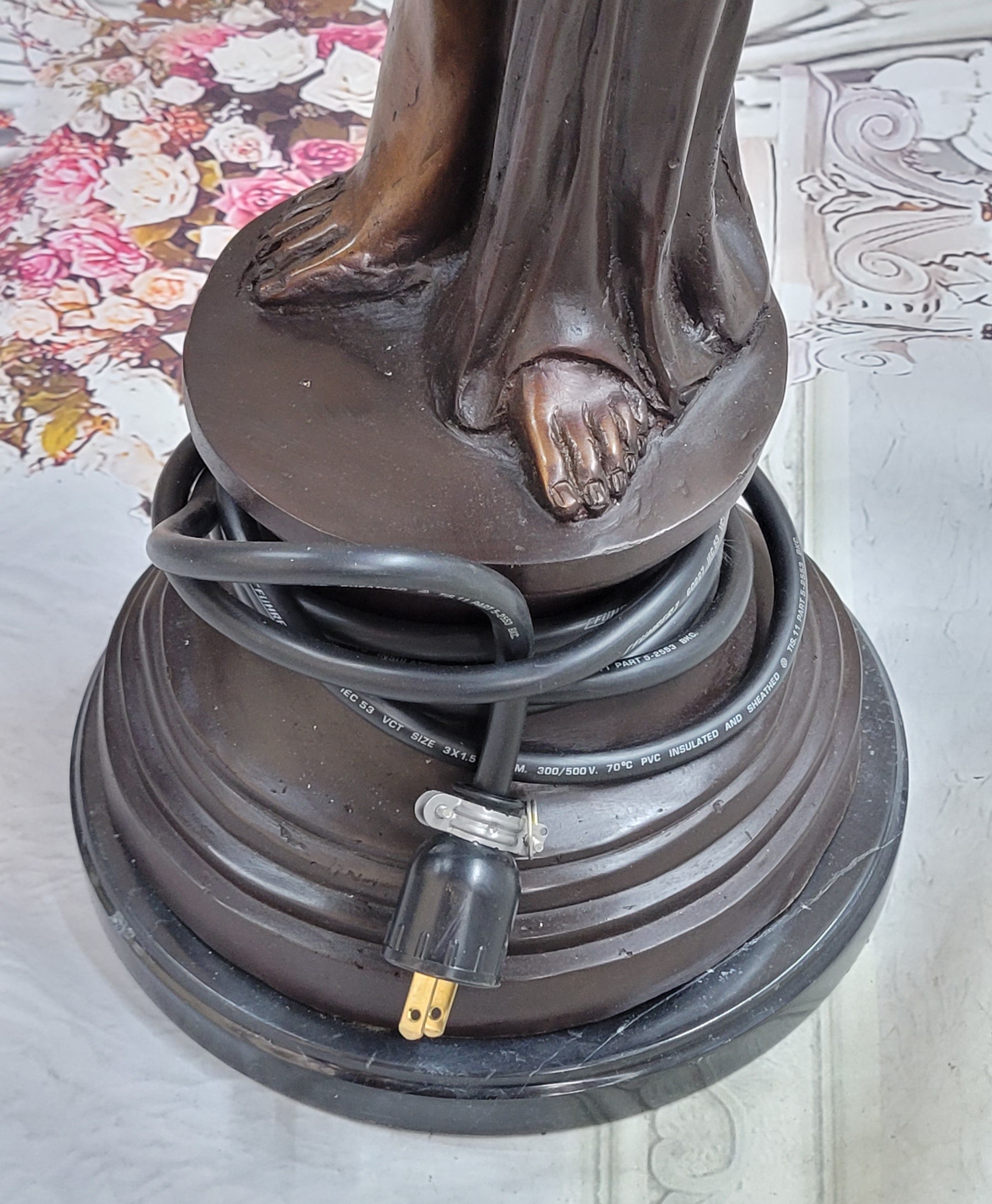Girl Woman Holding Torch Electric Table Lamp Bronze Moreau 51" x 13"