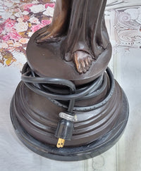 Girl Woman Holding Torch Electric Table Lamp Bronze Moreau 51" x 13"