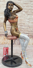 Sexy Nude Girl Sitting on a Stool Limited Edition Signed and Numbered Bronze Statue