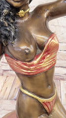 Sexy Nude Girl Sitting on a Stool Limited Edition Signed and Numbered Bronze Statue