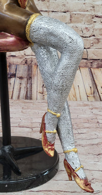 Sexy Nude Girl Sitting on a Stool Limited Edition Signed and Numbered Bronze Statue