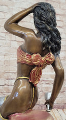 Sexy Nude Girl Sitting on a Stool Limited Edition Signed and Numbered Bronze Statue