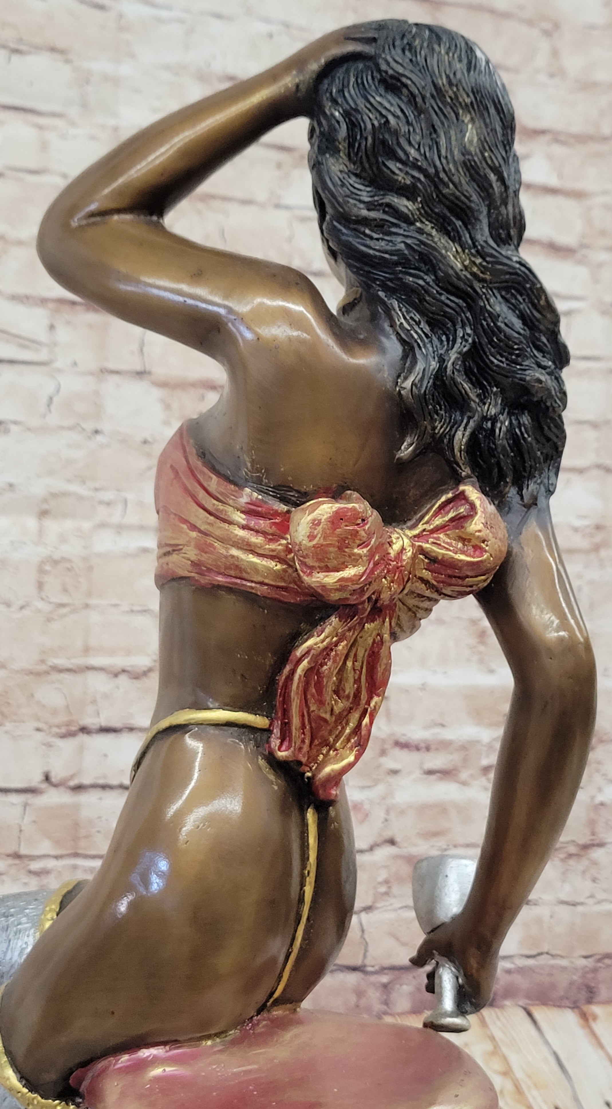 Sexy Nude Girl Sitting on a Stool Limited Edition Signed and Numbered Bronze Statue