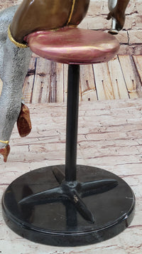 Sexy Nude Girl Sitting on a Stool Limited Edition Signed and Numbered Bronze Statue